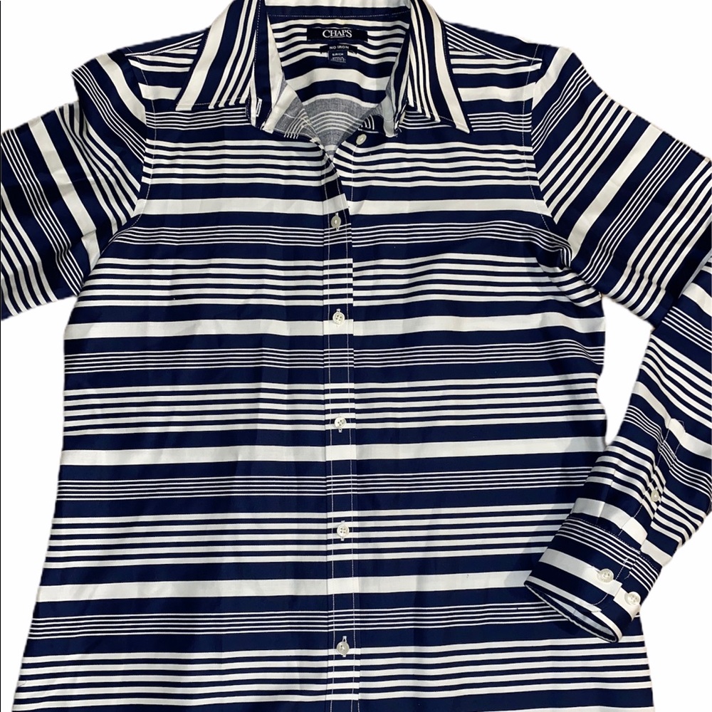 Womens Chaps button down Shirt navy & white size s